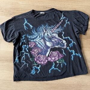 Vintage American Thunder Unicorn Lightning Single Stitch Tshirt